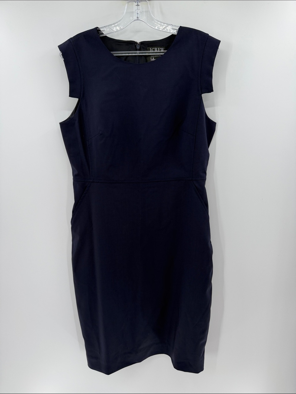 J. Crew Navy Cap-Sleeve Sheath Dress Tollegno 1900 Wool - 12